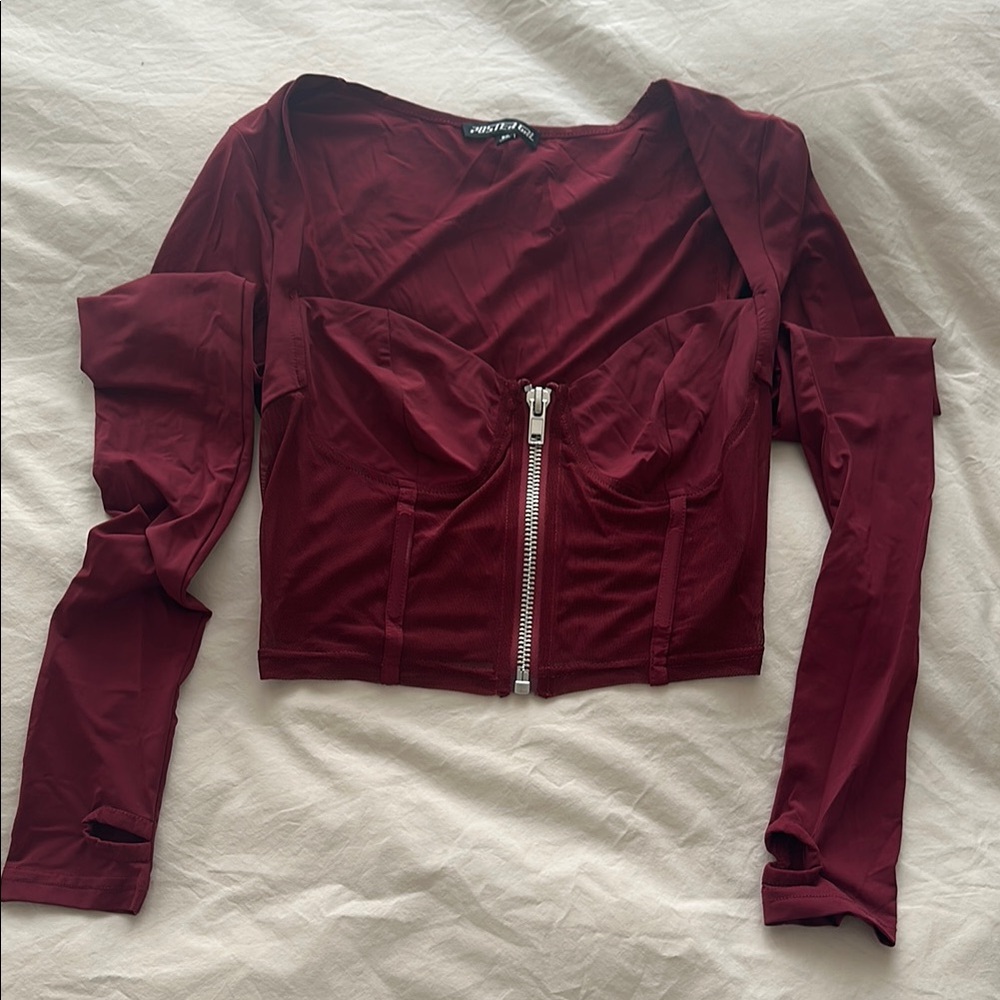 POSTER GIRL Red Long Sleeve Fitted Bodysuit